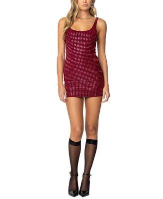 Rhinestone Mesh Mini Dress by EDIKTED