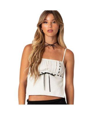 Ribbon trim open back top by EDIKTED
