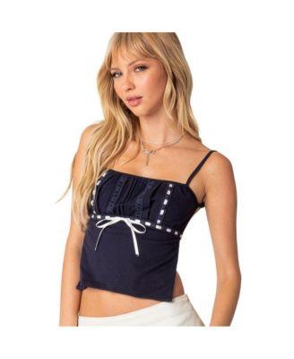 Ribbon trim open back top by EDIKTED