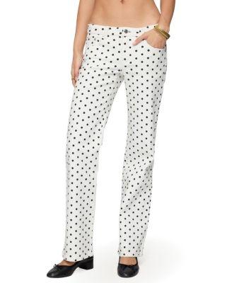 Romily Polka Dot Low Rise White Wash Jeans by EDIKTED