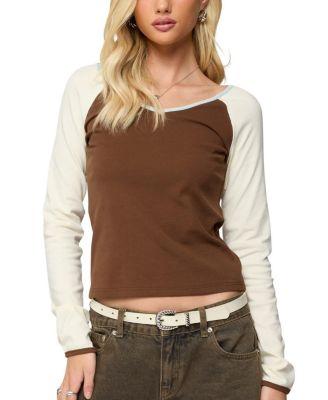 Ronie Contrast Raglan Top by EDIKTED