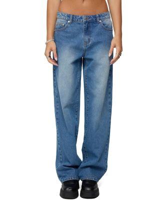 Rorie Mid Rise Straight Leg Medium Rinse Wash Jeans by EDIKTED