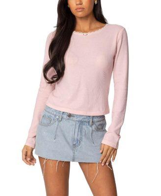 Rosemarie Lacey Waffle Top by EDIKTED