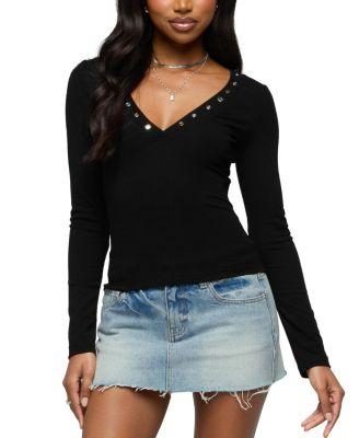 Rossie Stud & Button Top by EDIKTED