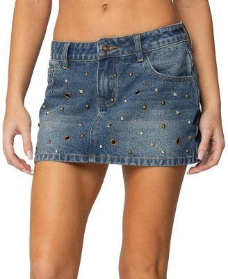 Ruari Studded Denim Mini Skirt by EDIKTED