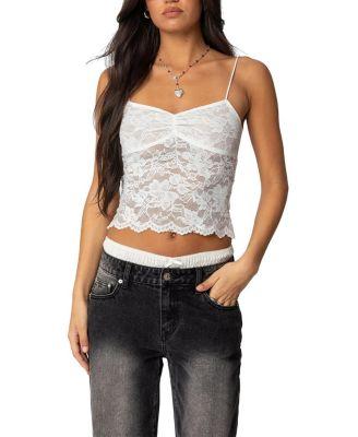 Rut Sheer Lace Tank Top by EDIKTED