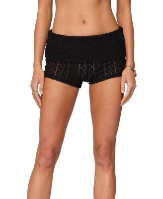 Rye Sheer Textured Fold Over Shorts by EDIKTED