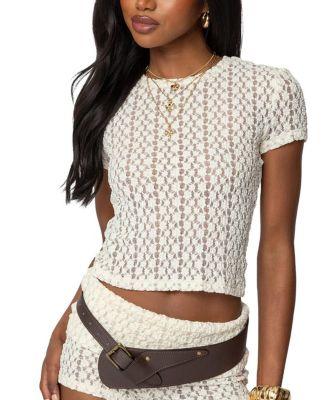 Rye Sheer Textured T Shirt by EDIKTED