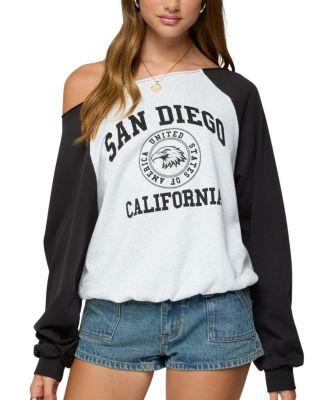 San Diego Off Shoulder Raglan Sweatshirt by EDIKTED