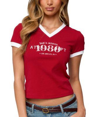 Santa Monica V Neck T Shirt by EDIKTED