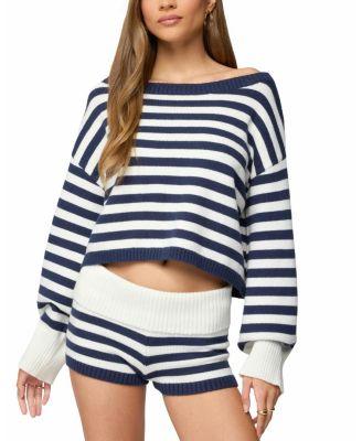Saphi Striped Oversized Knit Sweater by EDIKTED