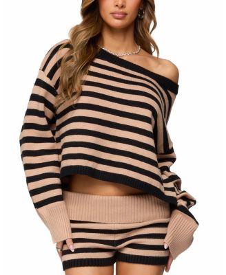 Saphi Striped Oversized Knit Sweater by EDIKTED