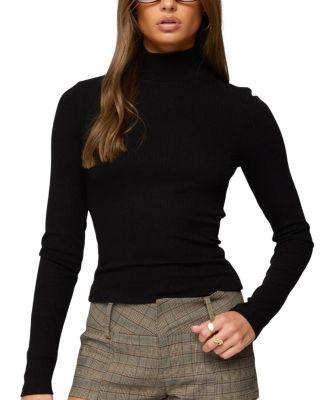 Saskia Fitted Ribbed Turtleneck Top by EDIKTED