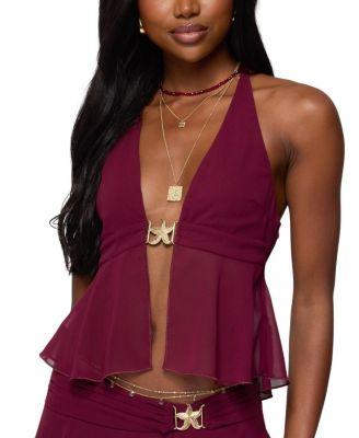 Sea Star Chiffon Split Front Top by EDIKTED