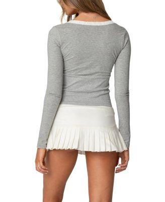 Shayni Lace Trim Long Sleeve Top by EDIKTED