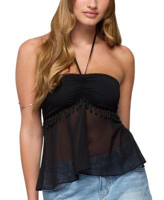 Sheer Chiffon Babydoll Halter Top by EDIKTED