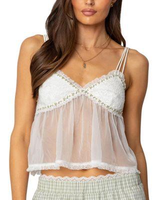 Sheer Lacey Babydoll Tank Top by EDIKTED