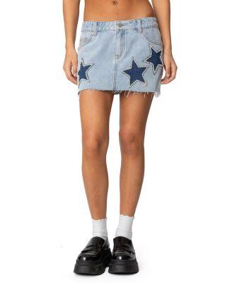 Shining Star Denim Mini Skirt by EDIKTED