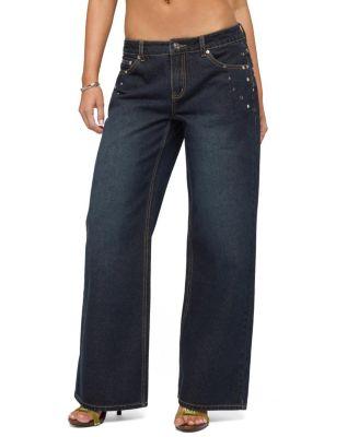 Spiral Studded Low Rise Baggy Jeans by EDIKTED