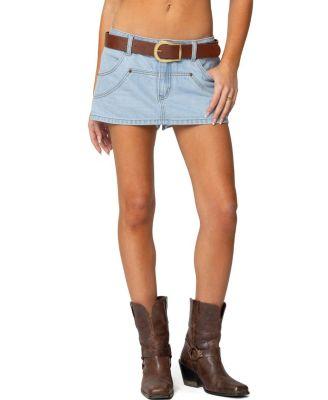 Stitched Up Denim Mini Skort by EDIKTED