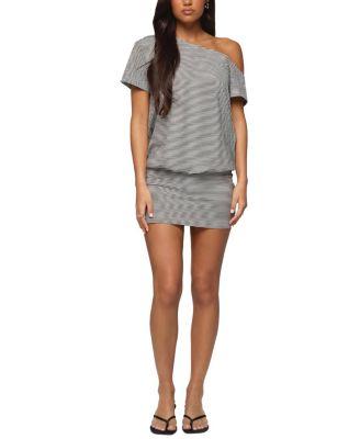 Striped Off Shoulder Cutout Mini Dress by EDIKTED