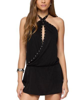 Studded Drop Waist Backless Mini Dress by EDIKTED