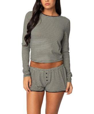 Suzy Striped Long Sleeve T-Shirt by EDIKTED