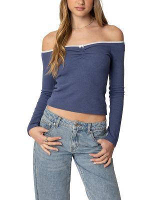 Tal Ruched Off Shoulder Top by EDIKTED