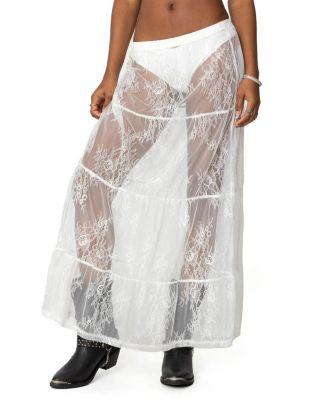 Tiered Sheer Lace Maxi Skirt by EDIKTED