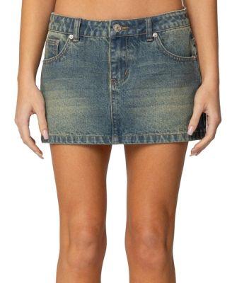 Tristan Washed Denim Mini Skirt by EDIKTED