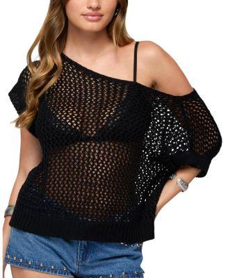 Trix Off Shoulder Open Knit Top by EDIKTED