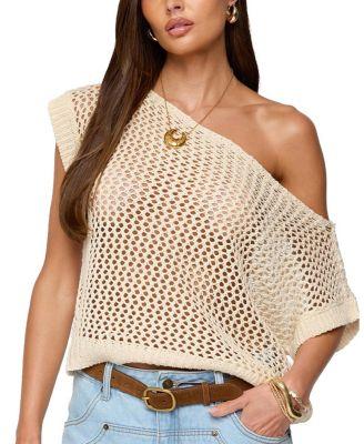Trix Off Shoulder Open Knit Top by EDIKTED