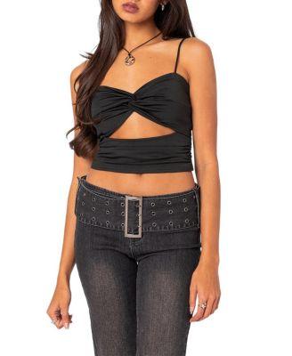 Twist Front Gathered Cut Out Tank Top by EDIKTED