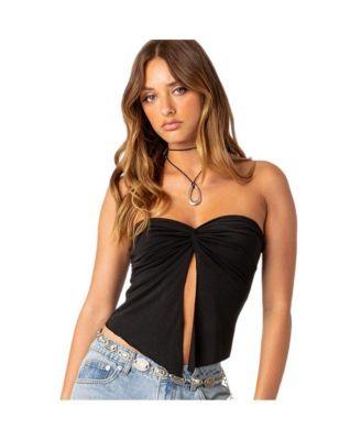Twisted split front tube top by EDIKTED