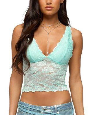Vanya Sheer Lace V Neck Top by EDIKTED