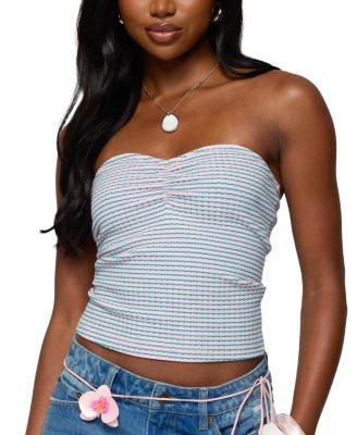 Veranda Textured Striped Tube Top by EDIKTED