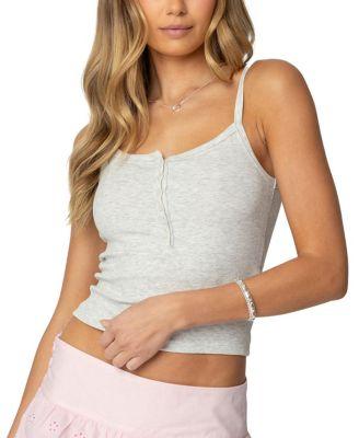 Vina Ribbed Henley Tank Top by EDIKTED