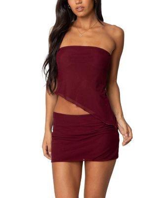 Vivi Mesh Asymmetric Tube Top by EDIKTED