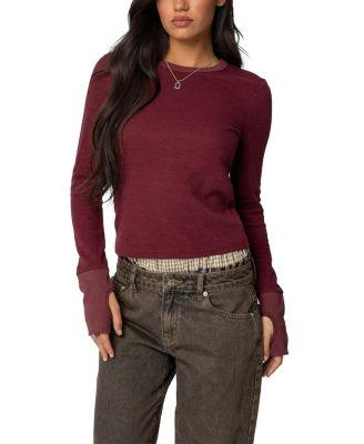 Waffle Long Sleeve T-shirt by EDIKTED