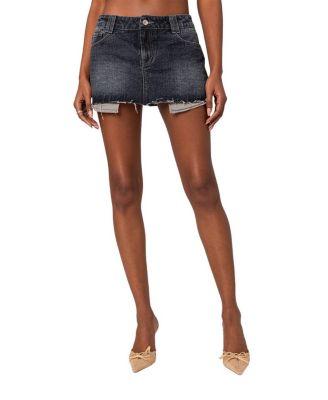 Washed Denim Mini Skirt by EDIKTED
