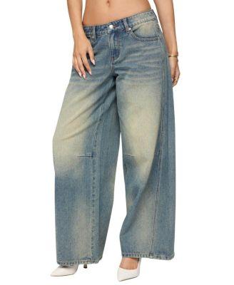 Washed Low Rise Baggy Medium Rinse Wash Jeans by EDIKTED