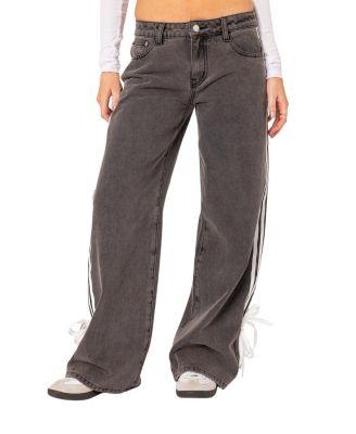 Washed Low Rise Ribbon Jeans by EDIKTED