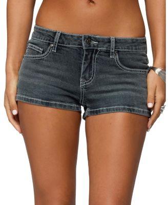 Whitlie Contrast Stitch Denim Micro Shorts by EDIKTED Whitlie Contrast Stitch Denim Micro Shorts by EDIKTED