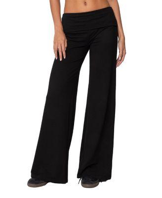 Wide Leg Fold Over Pants by EDIKTED