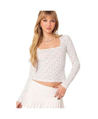 Women's Aviana printed point Elle top by EDIKTED