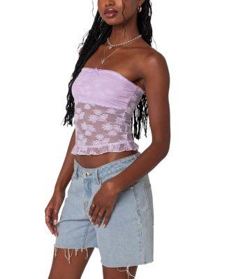 Women's Ballet Sheer Lace Tube Top by EDIKTED