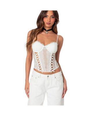 Women's Becki Sheer Lace Cupped Corset Top by EDIKTED