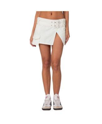 Women's Belted Denim Wrap Mini Skirt by EDIKTED