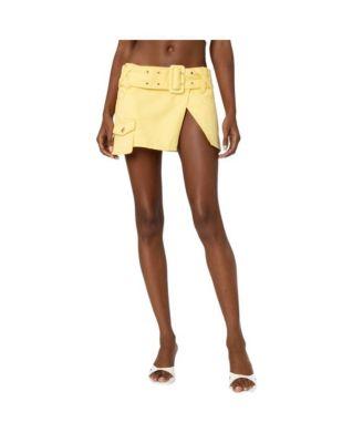 Women's Belted Denim Wrap Mini Skirt by EDIKTED