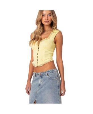 Women's Button Front Lacey Corset Top by EDIKTED